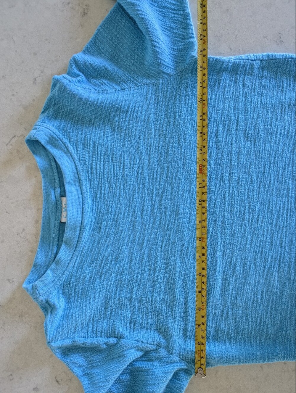 Color Me Cotton Medium C.M.C. Bright Blue Long Sleeve Shirt Top Button Pocket - Picture 11 of 12